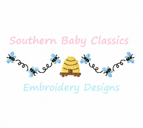 Bee Hive Border Machine Embroidery Design Spring Summer Honey