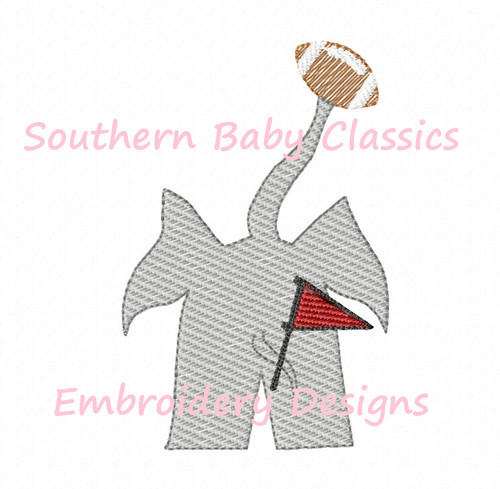 Elephant Football Mascot from Behind Machine Embroidery Design Sketchy Fill