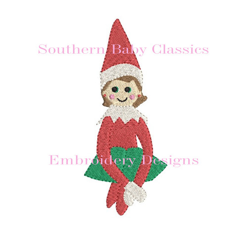Girl Shelf Elf Christmas Mini Full  Fill Machine Embroidery Design Elves
