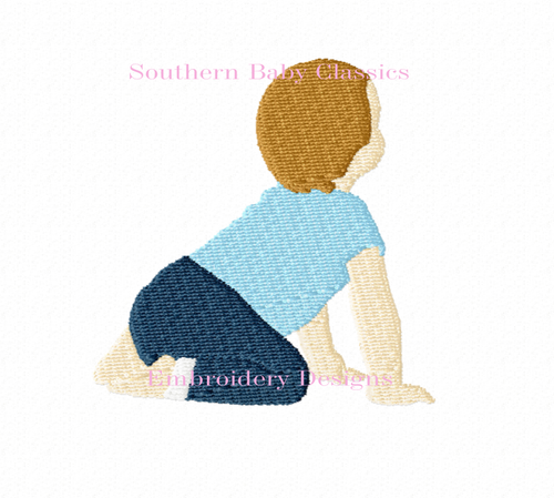Toddler Baby Boy Crawling in Pajamas Machine Embroidery Design Christmas PJ