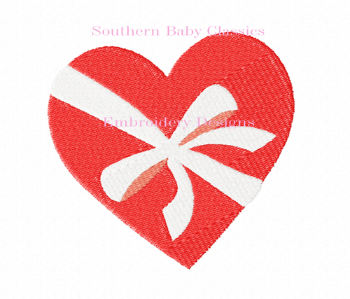 Heart Shaped Valentine's Day Box With Bow Machine Embroidery Design Mini Fill