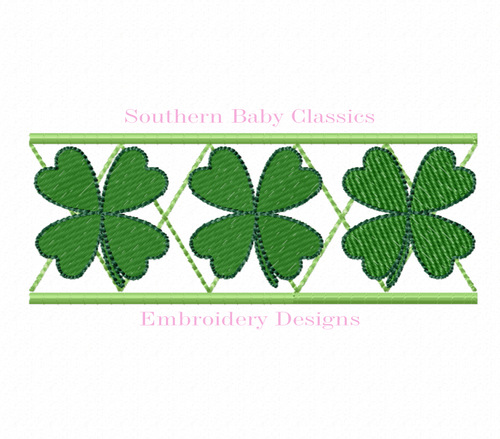 Clover Trio Placket Light Fill Machine Embroidery Design St. Patrick's Day Shamrock