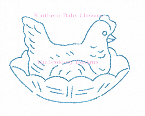 Glass Chicken Butter Dish Vintage Stitch Machine Embroidery Design