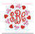 Valentine Heart and Bow Monogram Circle Frame Machine Embroidery Design