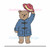 Coat and Hat Wearing Bear Character Light Sketchy Fill Machine Embroidery Design