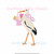 Stork Baby Girl Fill Machine Embroidery Design New Baby Shower Bird Birth Announcement