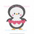 Penguin Valentine Boy Hearts Light Sketchy Fill Machine Embroidery Design
