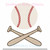 Baseball Crossed Bats Sketchy Light Fill Machine Embroidery Design Baseballs Base Ball Boy Girl