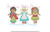 Tiny World Characters Girls Light Sketchy Fill Machine Embroidery Design