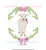 Sketchy Easter Lamb Sheep in Floral Rose Vine Frame with Bow Machine Embroidery Design Spring