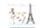 Paris France Girl Vintage Stitch Machine Embroidery Design Eiffel Tower