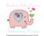 Elephant Heart Applique Machine Embroidery Animal
