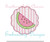 Watermelon Slice in Scallop Circle Frame Blanket Stitch Applique Machine Embroidery