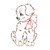 Vintage Cute Puppy Pup Dog With Bow Machine Embroidery Design