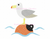 Seagull Bird Sitting on Buoy Machine Embroidery Design Light Sketchy Fill Summer Boy Girl Vacation