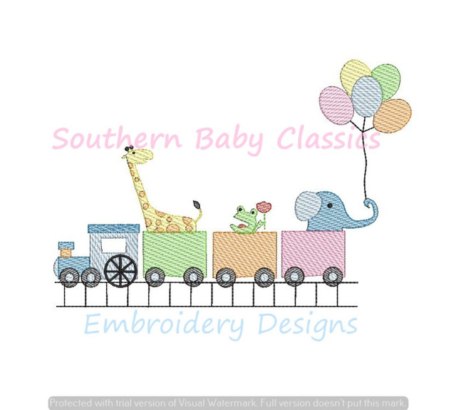 Birthday Party Zoo Animal Train Sketchy Fill Balloons Elephant Giraffe ...