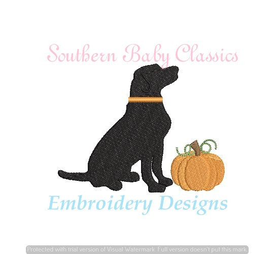 Lab Labrador Dog with Pumpkin Mini Fill Machine Embroidery Design