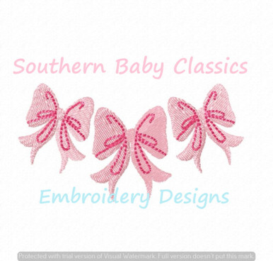 Bow Ribbon Mini Fill With Outline Machine Embroidery Design Baby Girl Cute  Preppy