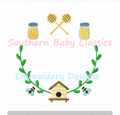 Honey Bee Monogram Frame Machine Embroidery Design Bees Fall Farm
