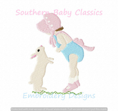 Easter Button Bonnet Girl and Bunny Rabbit Fill Machine