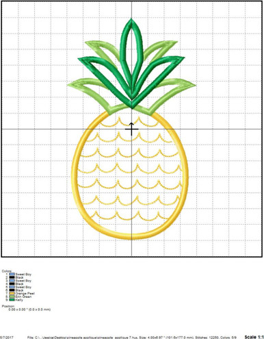 Fruit Ninja Pineapple machine embroidery design fill stitch 