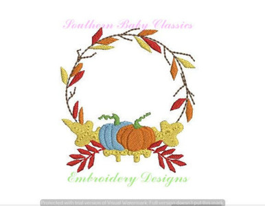 Pumpkin Trio Monogram Square Frame Machine Embroidery Design Patch  Halloween Thanksgiving