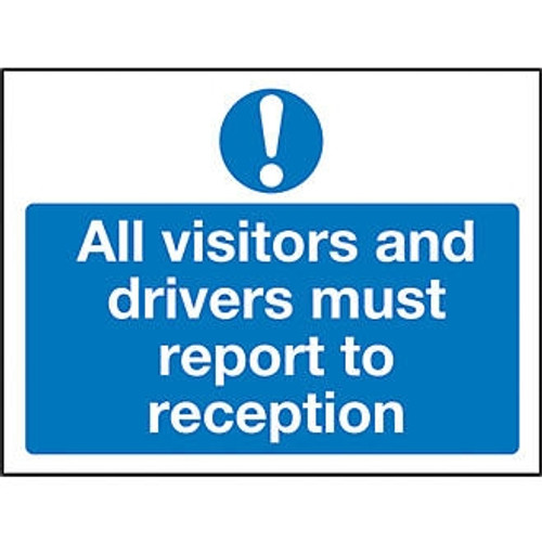 600 X 200 All Visitors Must Report To Site Office Sign