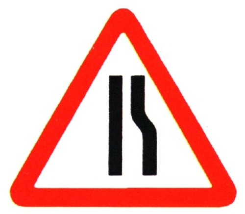 750Mm Road Narrows Offside Sign Plate