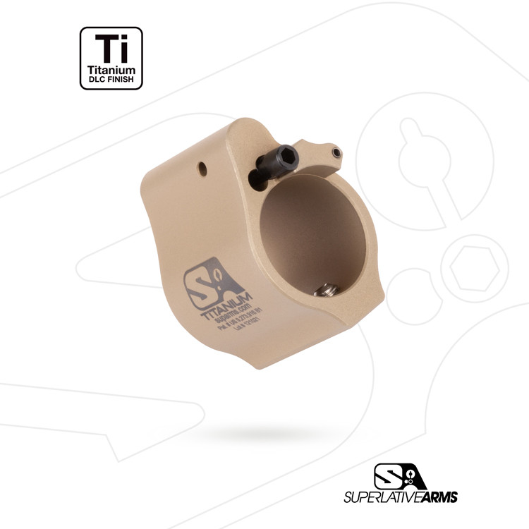 Superlative Arms Adjustable Titanium Gas Block, Set Screw Mount, Tan DLC