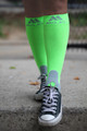 A601NG, Firm Support (20-30mmHg) Neon Green Knee High Compression Socks, Front View