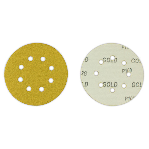 5 5 Hole Premium Gold Hook & Loop Discs - Velcro Type
