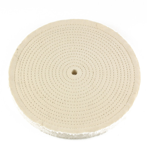 10" x 1/2" Arbor - 60 Ply Spiral Sewn Muslin Buffing Wheel