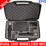 PROFESSIONAL WGZ-558II TWIN MIC WIRELESS MICROPHONE SYSTEM DUAL CHANNEL UHF + CASE WG-58II