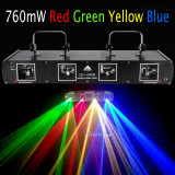 760mw 4Lens 4 Beam Laser Light Green Red Yellow Blue DMX 7CH