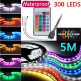 5M 5050 RGB SMD RGB LED Strip Light 40Key Power Supply IP65 WaterProof 1 x 24 Key IR Remote Control