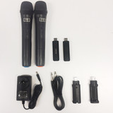 TWIN MICROPHONE UHF DUAL CHANNEL USB RECHARGEABLE MIC CASE