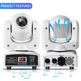 Raven 60W RGBW LED Moving Head Stage Light DMX 512 DJ - White