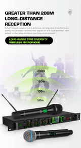 X-DUOMIC  2 Microphone Handheld True Diversity 200 meters anti-howling FBX wireless KTV microphone