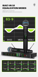 X-DUOMIC  2 Microphone Handheld True Diversity 200 meters anti-howling FBX wireless KTV microphone