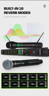 X-DUOMIC  2 Microphone Handheld True Diversity 200 meters anti-howling FBX wireless KTV microphone