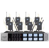 Siketeer Wireless Head-Set Microphone System Professional 8-Channel selectable UHF Headset Mic Set for Stage Performances