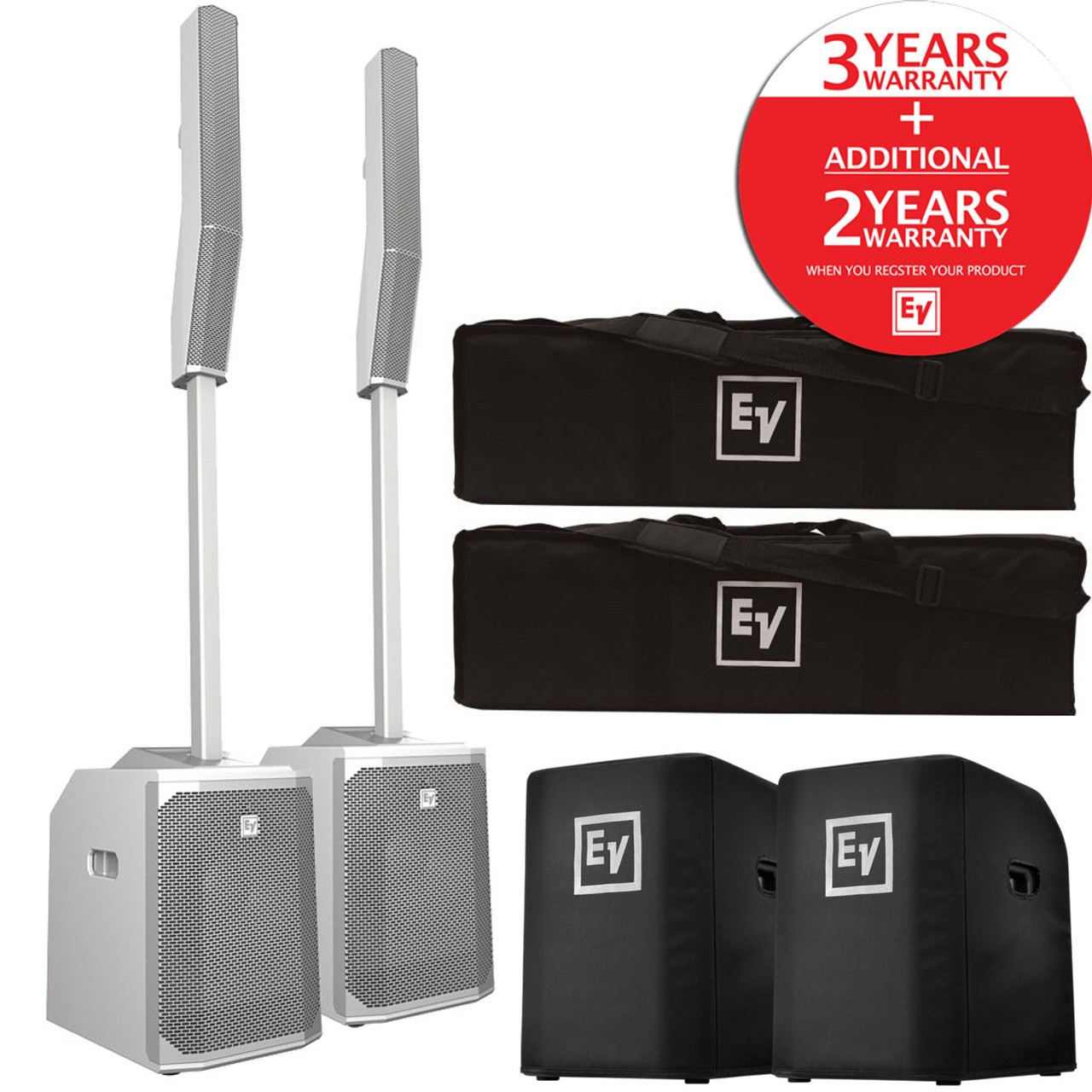 Electro-Voice Evolve 50 White Portable Column System Pair with Subwoofer Covers