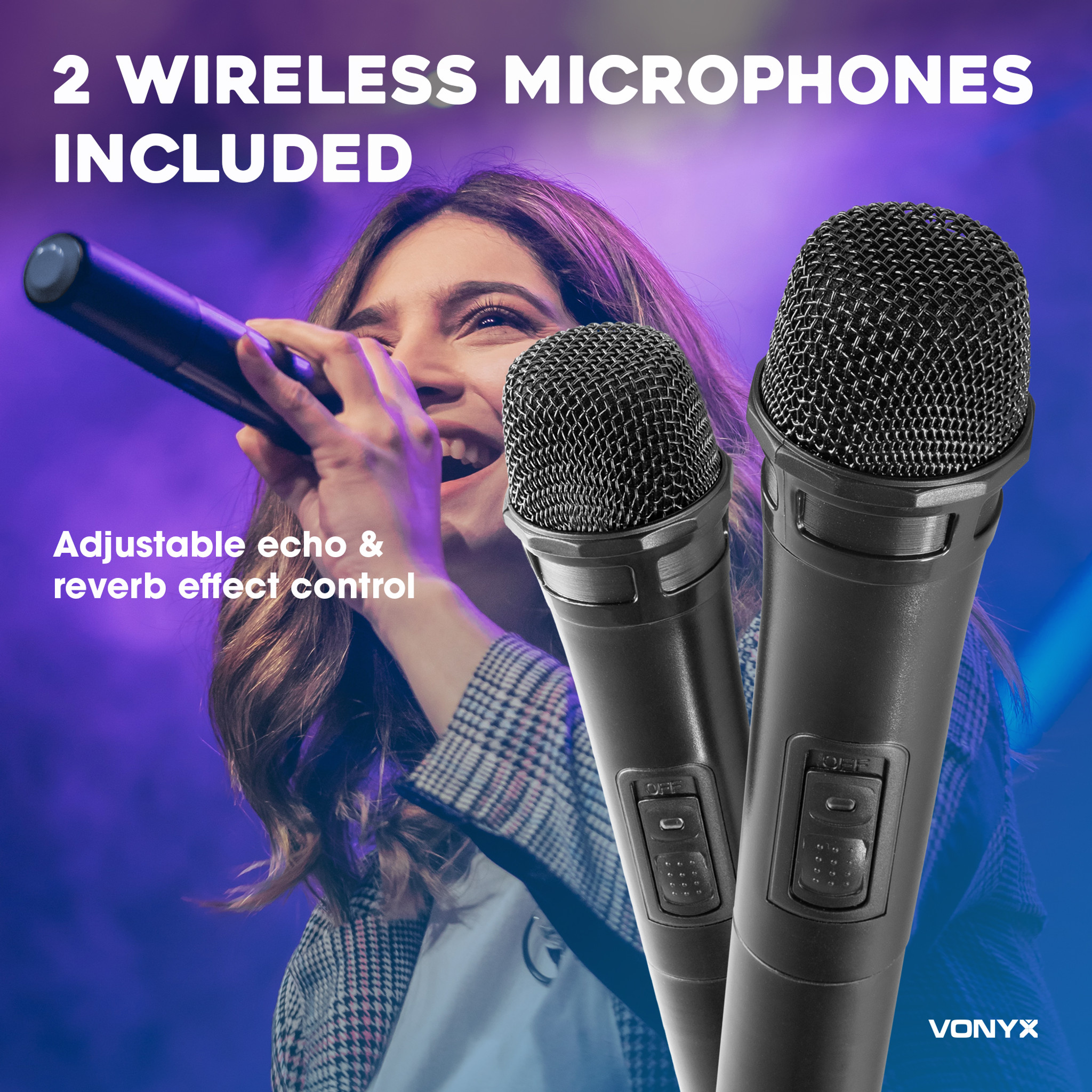 Vonyx AP1200PA Portable PA System with Bluetooth + Mics & Headset
