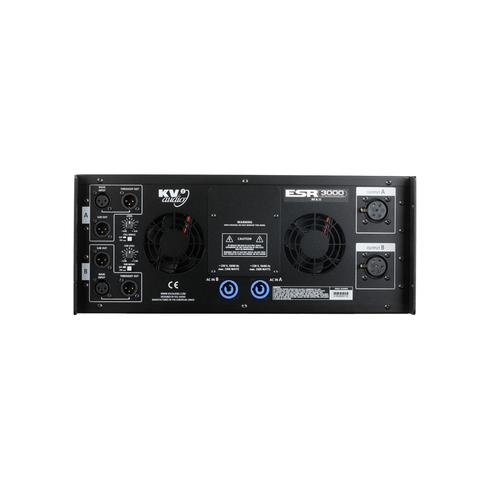 KV2 ESR 3000 MKII Stereo 3-Way Rackmount Amplifier