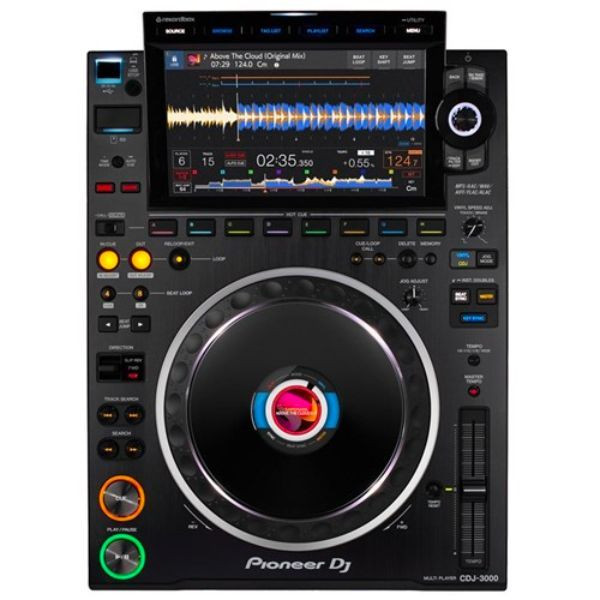 Pioneer CDJ-3000 professional DJ media player top view showing touchscreen and controls