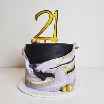 21st Marble Birthday Cake & Topper 