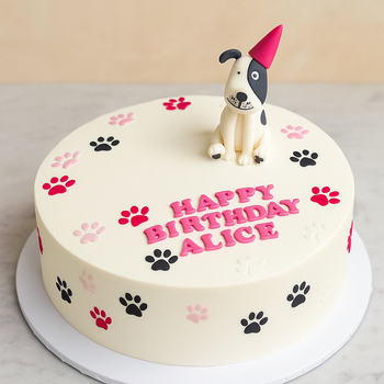 Pawty Pup Birthday Buttercream Cake Fondant Puppy Doggy