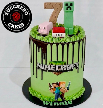 Minecraft Premium Drip Cake – Custom TNT & Creeper Birthday Cake