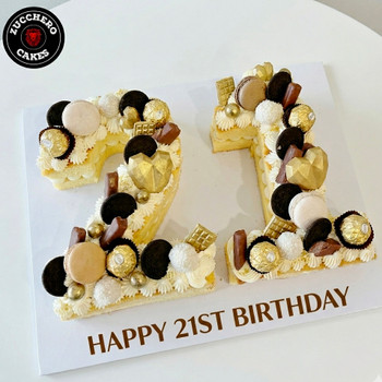 Luxury Gold & Chocolate Number 21 Cake – Milestone Birthday Number Cake