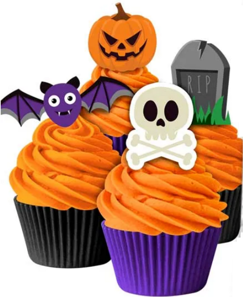 8 HALLOWEEN | Orange Cupcakes with Wafer Topper